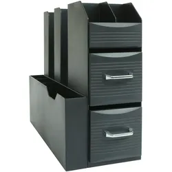 Mendler Kaffeestation für Zubehör HWC-L97, Tee Kaffee Organizer Aufbewahrungsbox mit 2 Schubladen und 7 Fächern, 29x14x33cm