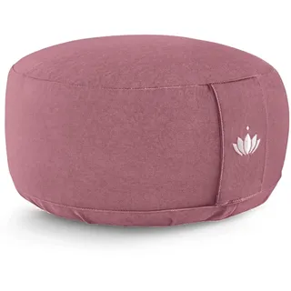 LOTUSCRAFTS® Meditationskissen mit 15cm Sitzhöhe, bestickt, Yoga Kissen mit Dinkelfüllung, Yogakissen Rund, Bodenkissen Rund, Yogakissen Meditationskissen, Yogakissen Bezug waschbar, GOTS zertifiziert