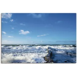 Leinwandbild ARTLAND "Buhnen an der Küste der Ostsee III", blau (farbe bild(er): blau), B:90cm H:60cm T:1,8cm, Canvas, Leinwand, Bilder, auf Keilrahmen gespannt