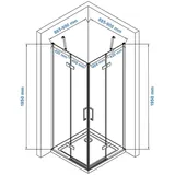 Bernstein Eckdusche Bernstein EX809 mit Drehtür Nano ESG-Sicherheitsglas 90x90x195cm