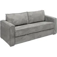 Vente-unique - Schlafsofa mit Matratze 4-Sitzer - Cord - Hellgrau - Liegefläche 160 cm - Matratze 22 cm - loreto