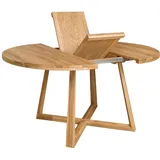 Nordic Story Esstisch Moby (rund, ausziehbar) • Tisch mit gekreuzten Beinen • Massivholz (Eiche) • Eiche Natur • Runder Ausziehtisch (130-170 x 100 x 75 cm)