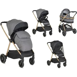 Cangaroo Kinderwagen 2 in 1 Hydra Babywanne Sportsitz Fußabdeckung Moskitonetz grau