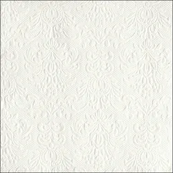 Ambiente 15 Servietten Papier 33x33cm 3-lagig - Einweg Papierservietten mit Ornamenten geprägt Hochzeit Dinner Gastronomie Party Hochzeitsservietten Weiß