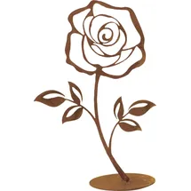 Badeko Dekofigur Rose auf Bodenplatte 25 cm rostbraun