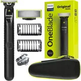 PHILIPS OneBlade QP1424/10 Rasierer + Etui, Schwarz/Grün