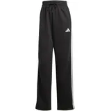 adidas Damen, Essentials 3-Stripes Open Hem Fleece Pants, Black/White, L