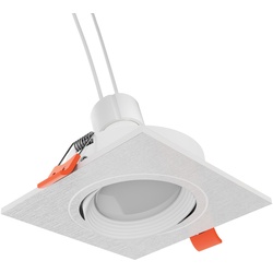 ledscom.de Decken-Einbaustrahler KUN, eckig, schwenkbar + GU10 LED 450lm, warmweiß