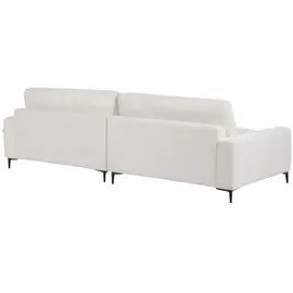 Beliani Ecksofa Cremeweiß Chenille Stoff Linksseitig für 3 Personen L-Form Polsterung Gepolstert Schwarze Metallbeine Modern Couch für Wohnzimmer