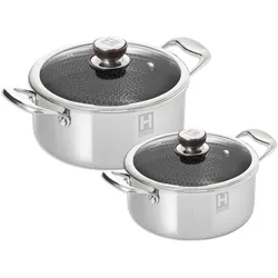 Topf-Set HENSSLERS, silber, Töpfe, 3-Schicht Material mit Wabenstruktur, Induktion, 2,8L und 5,0L