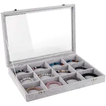 luxuskollektion Schmucktablett 12 Deckel Schloss K-12 fächer mit deckel-grau