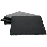 MamboCat Servierplatte 4er Set Schieferplatte 17x17 cm - 23464639, Schiefer schwarz