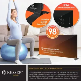 Kesser KESSER® Infrarotheizung Glaskonvektor Glasheizung Energiesparend 2in1 Standgerät & Wandmontage Elektroheizung mit Erkennung Offener Fenster + Fernbedienung & App-Steuerung Thermostat Heizpaneel