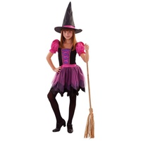 Metamorph Kostüm Hexe Walpurgis, Kleid und Hut für zauberhafte Hexen rosa 140