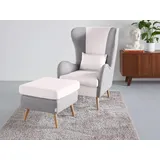 Guido Maria Kretschmer Home & Living Sessel "Salla Bezug Bouclé oder Struktur fein, Ohrensessel", beige (creme, grau), B:78cm H:118cm T:94cm, 100% Polyester, GUIDO MARIA KRETSCHMER HOME & LIVING, Sessel, Ohrensessel mit Hocker Ohrensessel ohne Hocker Einzelsessel, wahlweise mit oder ohne