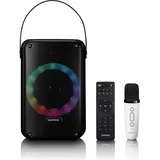 Lenco BTC-060BK - Karaoke-Set mit Bluetooth®, wiederaufladbarem Akku, drahtlosem Karaoke-Mikrofon und Disco-LED-Beleuchtung