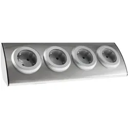Chilitec 4-fach Steckdosenblock Edelstahl 90° für Eck- & Aufbaumontage