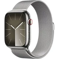 Apple Watch Series 9 GPS + Cellular 45 mm Edelstahlgehäuse silber, Milanaise Armband silber One Size