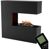 GLOW FIRE Wasserdampf Kamin Schiller (Standkamin) - Elektrokamin mit realistischen LED 3D-Flammen, Knistereffekt & Fernbedienung, 120x120x37 cm - Opti-Myst 600 Elektro Kamin mit Holz-Deko, Schwarz