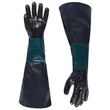 GREATRICH Sandstrahlkabine Handschuhe, 65cm Lange Gummihandschuhe für Sandstrahlgerät und Quarzsand Reinigung, Robuste PVC Handschuhe mit Griffiger Partikelpalme, Passend für Modell 60, 90, 110, 260