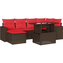 vidaXL Gartensofa-Set mit Kissen, braun, Polyrattan