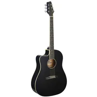 Stagg Cutaway, akustisch-elektrische Slope Shoulder Dreadnought Gitarre, Schwarz, Link