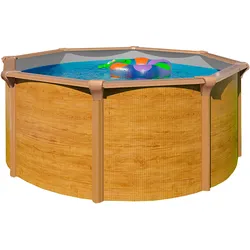 Rundpool KWAD "Green line Evolution", grau (wood, innenfarbe: grau), H:132cm Ø:360cm, Schwimmbecken, 3,6x1,32 wood Folie in blau, sand oder grau erhältlich