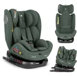 KikkaBoo Kindersitz 9-36 kg mit ISOFIX & 360° Drehung i-MOOVE 2, i-SIZE, 40-150 cm Reboarder, Rückwärts/Vorwärtsgerichtet, Verstellbare Kopfstütze, Liegefunktion, Armeegrün