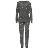 VIVANCE DREAMS Damen Pyjama anthrazit-weiß-allover-gemustert Gr.40/42