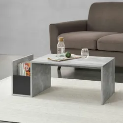 DELUKE® Couchtisch mit Stauraum NIEU - Mit Ablagefach | Sofatisch eckig Stubentisch Wohnzimmertisch Beistelltisch rechteckig Tisch für Couch, Grau