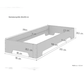 Erst-Holz Kinderbett Gästebett 80 x 200 cm Kiefer massiv braun lackiert