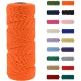 MORAINJAY Makramee Garn 2mm, Makramee Garn Orange, Makramee Baumwollgarn 2mmx100m, Baumwollkordel Natur, Baumwoll Bastelschnur für Basteln Stricken Boho Deko DIY Handwerk Wandbehang Wohnzimmer Balkon