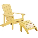 Beliani Gartenstuhl mit Hocker Armlehnen Adirondack