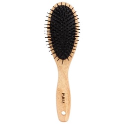 PARSA Beauty Haarbürste Haarbürste aus Naturkautschuk Holz groß oval mit Kunststoffstiften braun