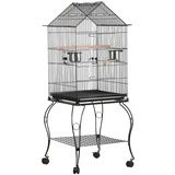 Yaheetech Vogelvoliere Schwarz Vogelkäfig Wellensittich Vogelhaus mit Ständer 59 x 59 x 145 cm