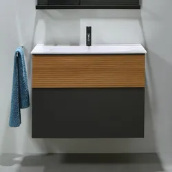 burgbad Fiumo Mineralguss-Waschtisch inkl. Waschtischunterschrank 82 cm SFXN082F3956C0001G0200, Badmöbel,