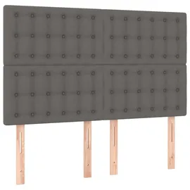 vidaXL Boxspringbett mit Matratze & LED Grau 140x200 cm Kunstleder