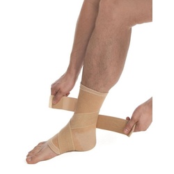 MedTex Fußbandage Bandage Sprunggelenk Fuß Strumpf Fixierung Kompression 7025, Kompression beige S