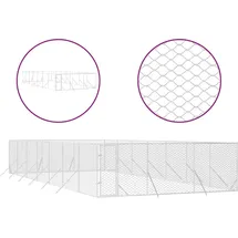 vidaXL Outdoor-Hundezwinger 6 x 14 x 2 m Stahl Silber