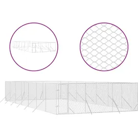 vidaXL Outdoor-Hundezwinger 6 x 14 x 2 m Stahl Silber