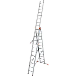 Vielzweckleiter KRAUSE "Tribilo", grau (aluminiumfarben), B:48cm H:360cm L:360cm, Aluminium, Leitern, mit Leiternspitzen, 3x12 Sprossen