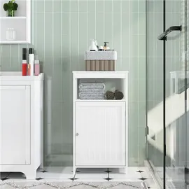 Yaheetech 4-stufiger Bodenschrank mit Einzeltür & Verstellbarem Einlegeboden Standschrank fürs Badezimmer/Wohnzimmer/Küche/Flur/Kleine Räume Weiß