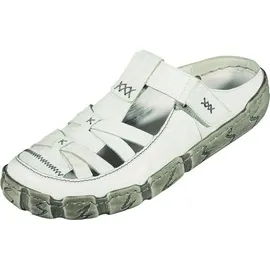 Rieker Damen Clog aus Leder offen mit Klettverschluss und Riricon Sohle L0396, Größe:40 EU, Farbe:Weiß - Weiß 40