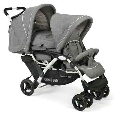 CHIC 4 BABY Geschwisterwagen DUO Melange grau-weiß