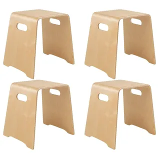 Home4You 4er Set Braun - Birkenschichtholz - stapelbar - 4er Set