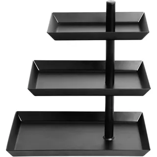 W&H Etagere 3 Etagen, Verstellbarem Winkel Schwarz Drehbares Etagere, Obst Etagere für Unterhaltung und Party, Etagere aus Rostfreiem Stahl für Dessert, Kuchen, Gebäck, Keks, Obst - Wiederverwendbar