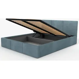 Muralo Polsterbett Stoffbett Bett mit Bettkaste Container Doppelbett für Schlafzimmer - 160 cm x 200 cm - Meerfarbe