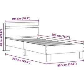 vidaXL Bettgestell mit LED Artisan-Eiche 100 x 200 cm
