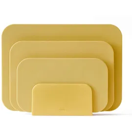 Rosti Choptima Schneidebrett Set mit Halter/Ständer, Küchenbrett, Brotschneidebrett & Servierbrett, 3er-Set, Hygienisch, Spülmaschinenfest, aus Kunststoff, Curry