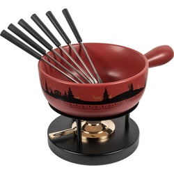 Kuhn Rikon Käsefondue Set Winterwonderland rot Ø 23 cm, Fondue Set, Rot